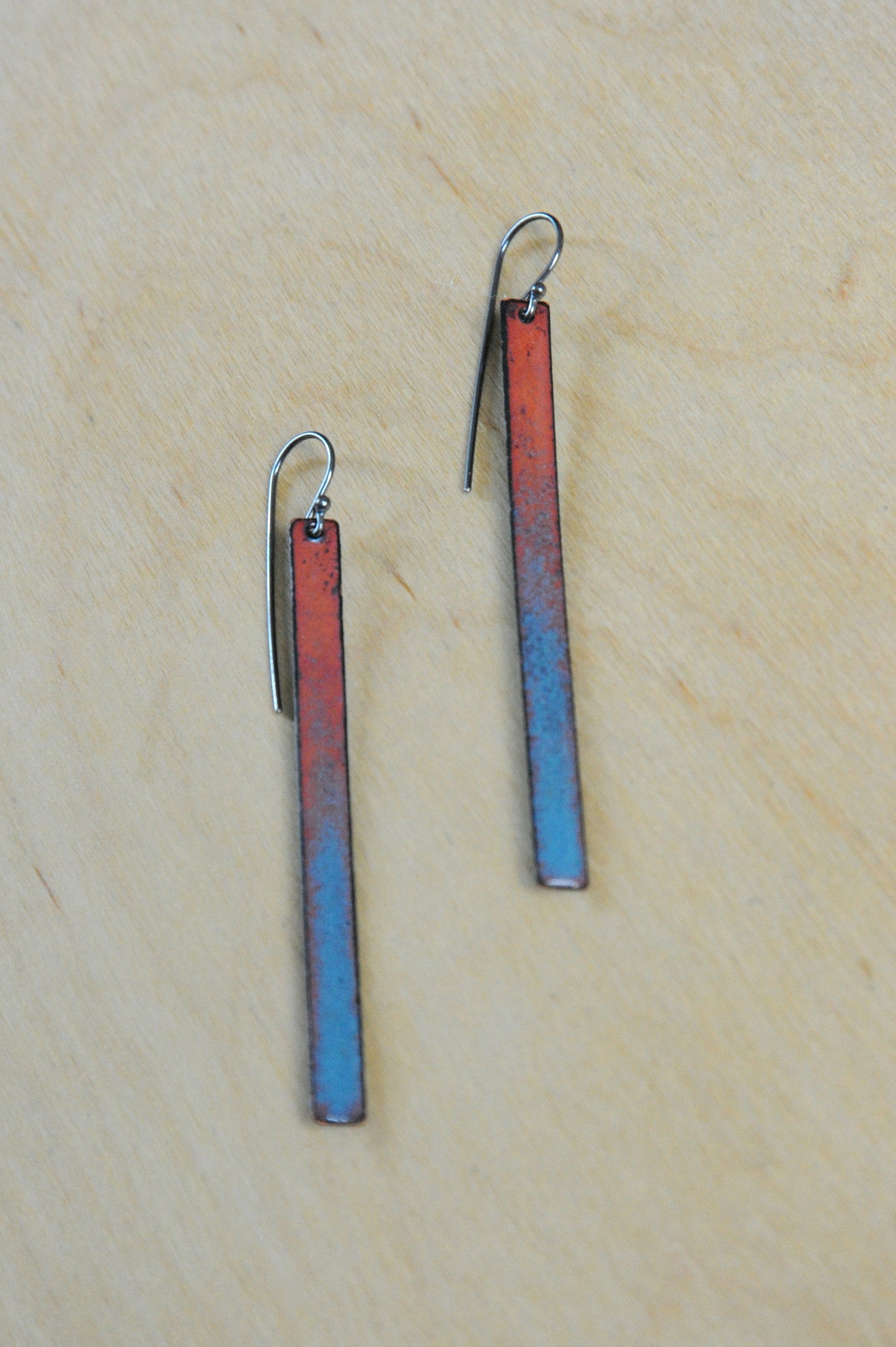 Long Sunset Enamel Earrings